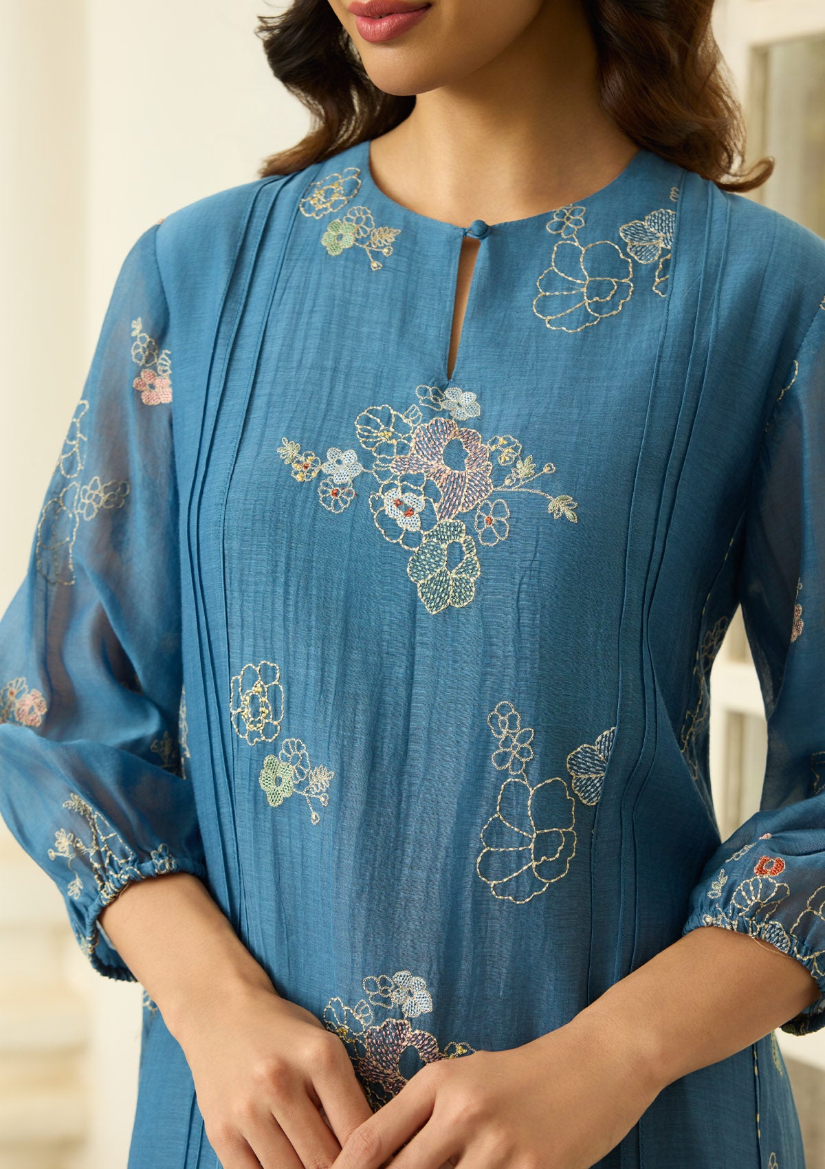 Indigo Thread Embroidered Dress