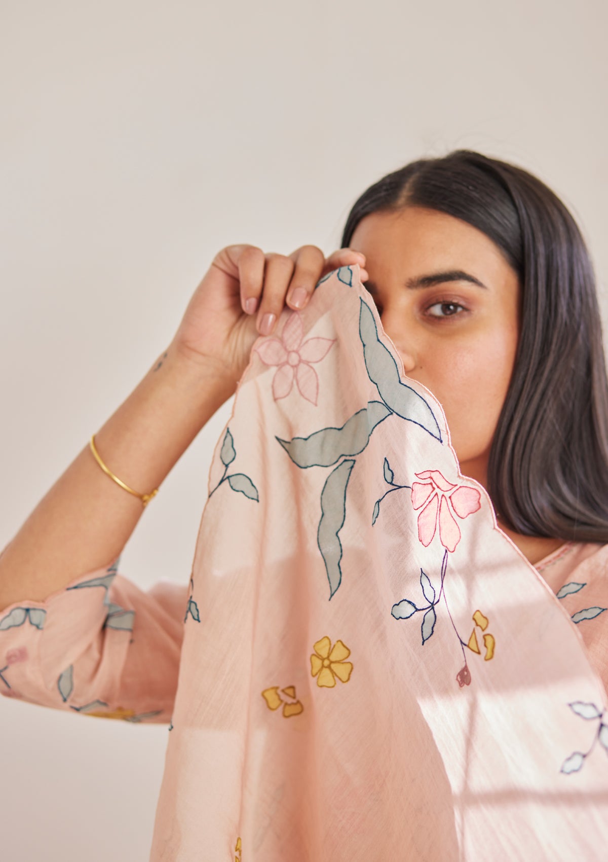 Hibiscus Floral Applique Kurta Set