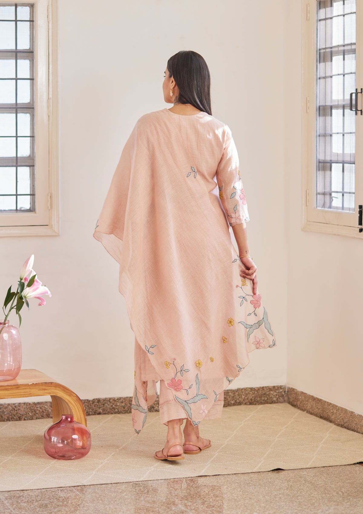 Hibiscus Floral Applique Kurta Set