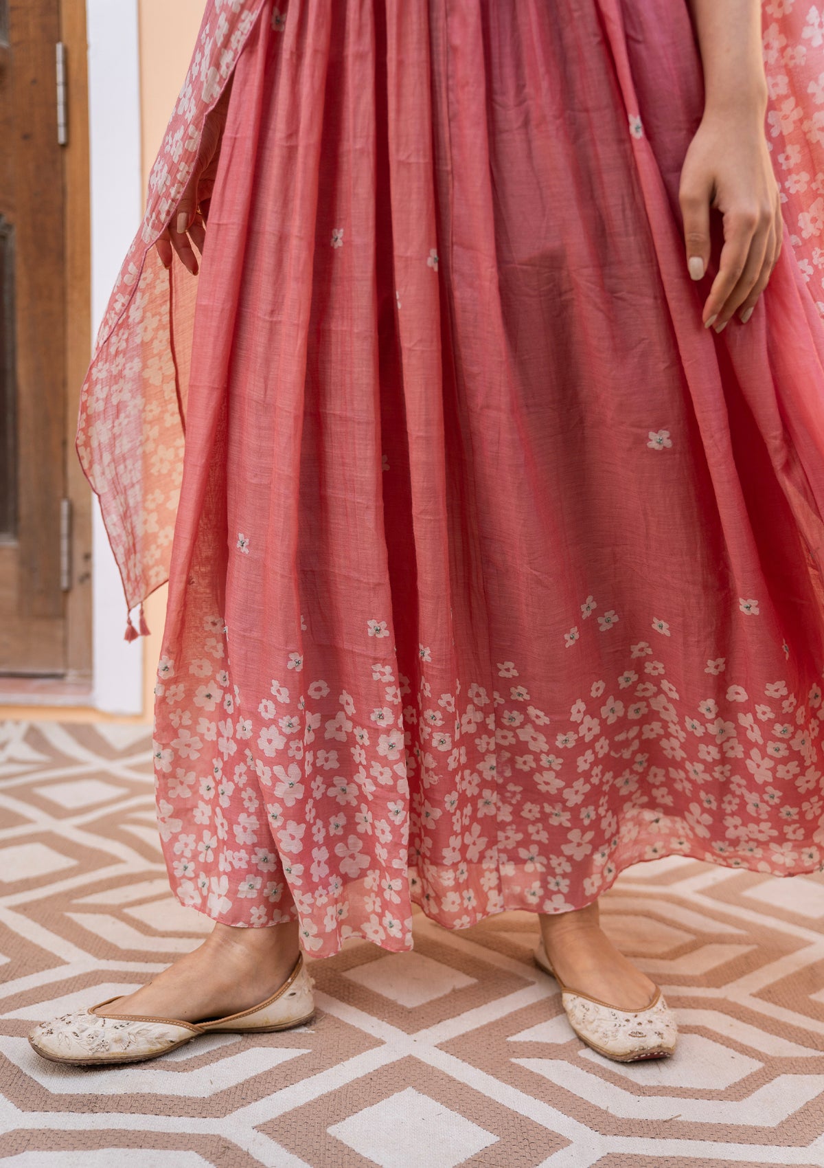 Hibiscus Discharge Print Anarkali Set