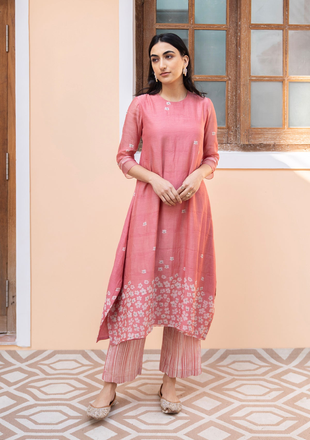 Hibiscus Discharge Print Floral Co-ord Set