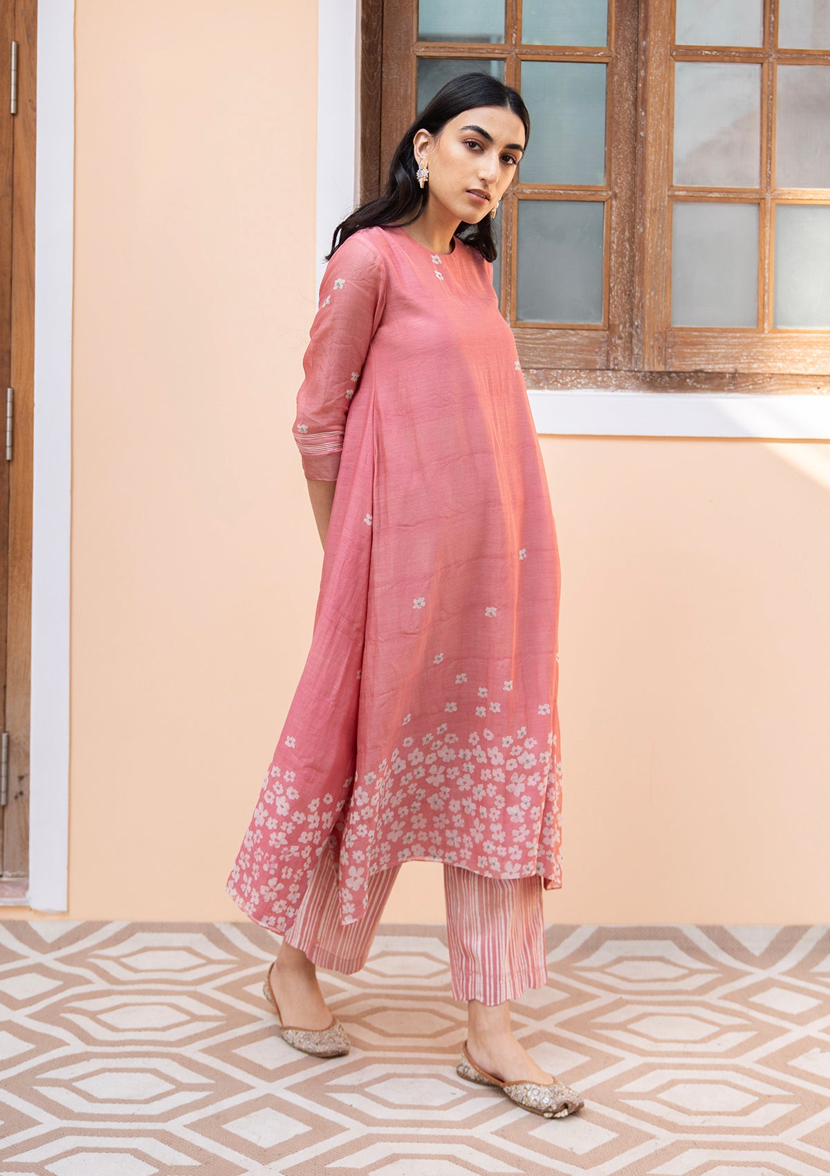 Hibiscus Discharge Print Floral Co-ord Set