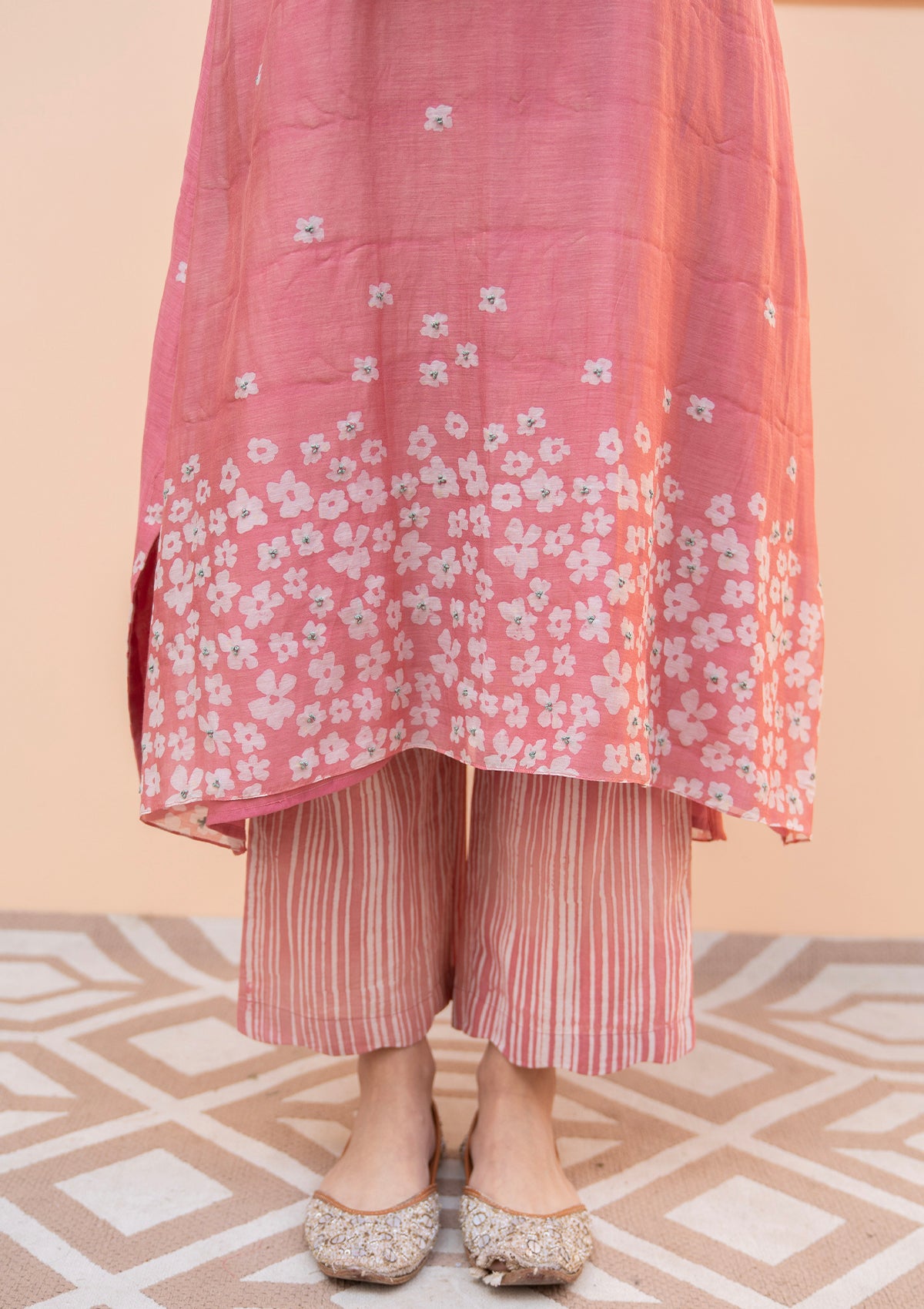 Hibiscus Discharge Print Floral Co-ord Set