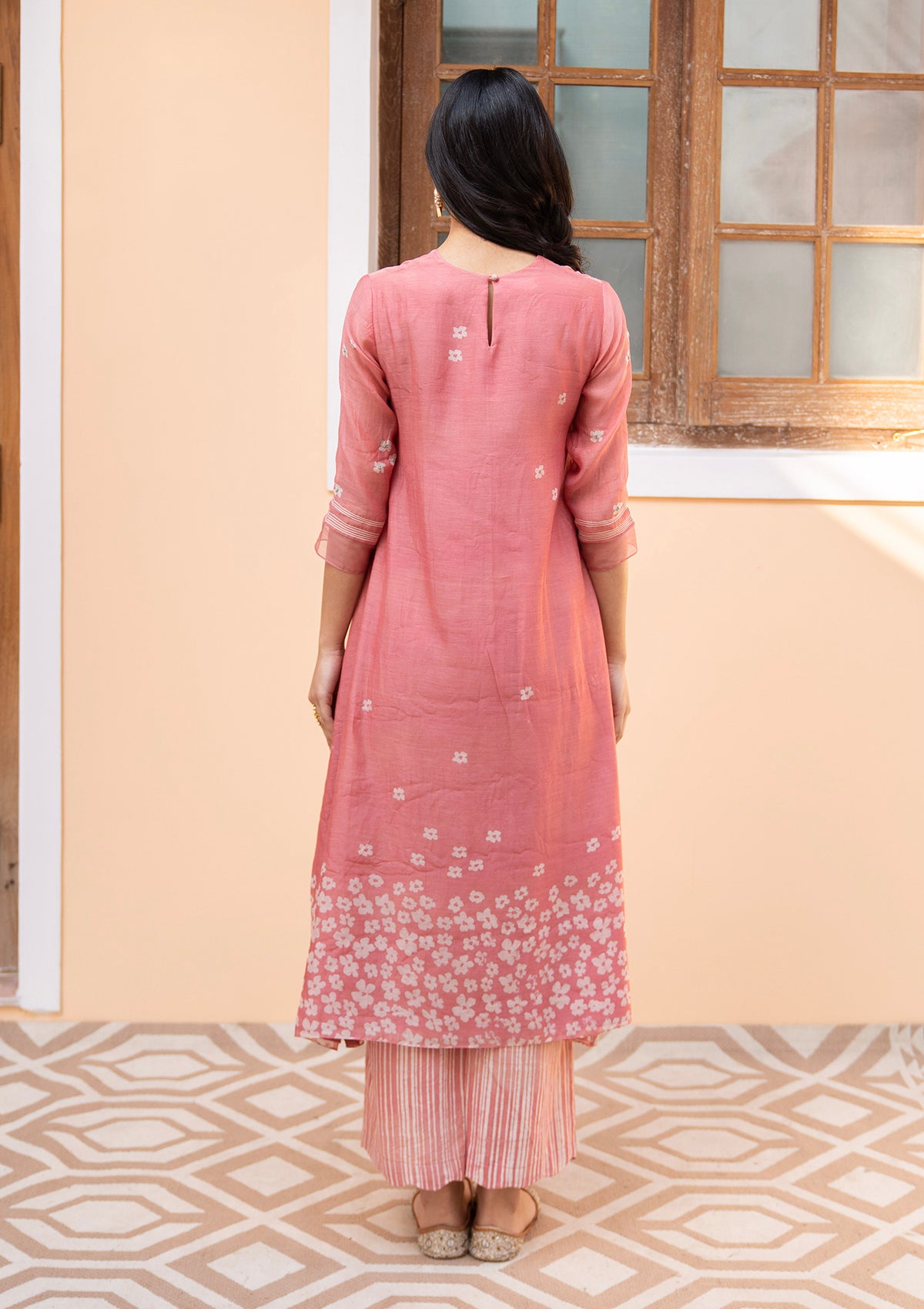 Hibiscus Discharge Print Floral Co-ord Set