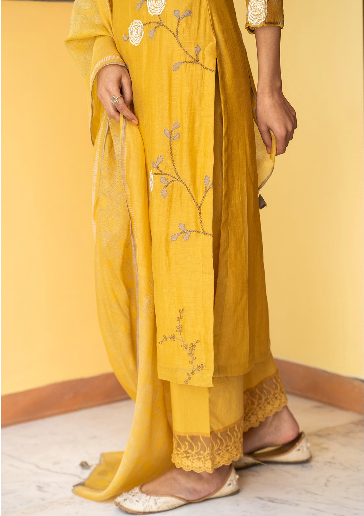 Tuscany Printed and Applique Work Kurta Set