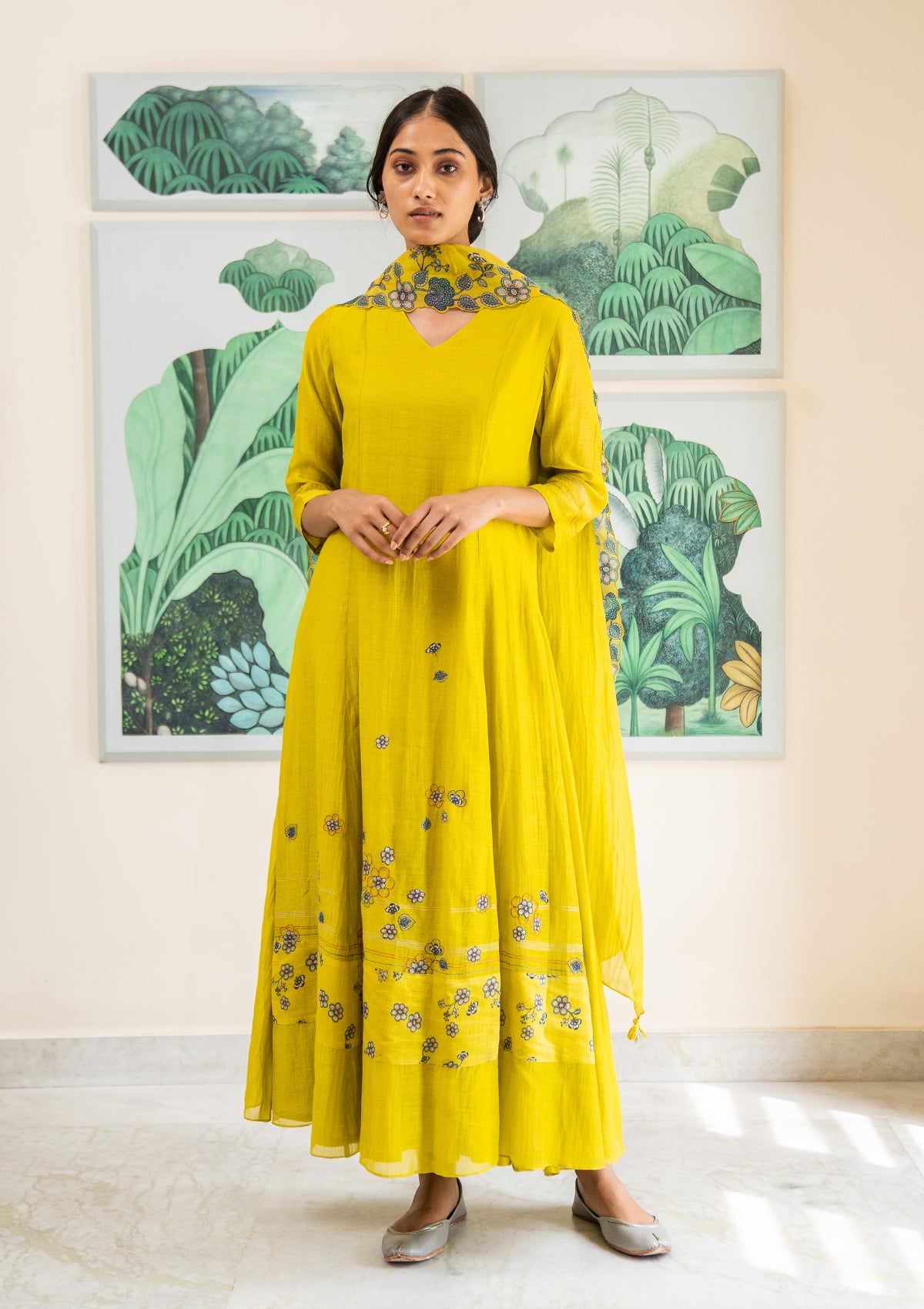 Honeysuckle Applique Anarkali Set
