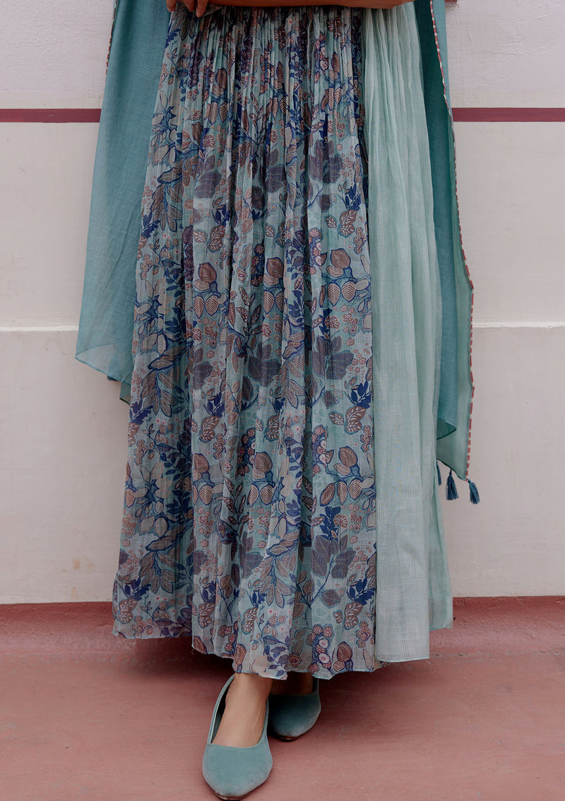 Sage Printed Anarkali Set