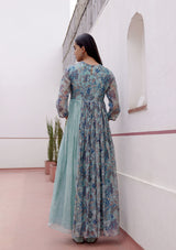 Sage Printed Anarkali Set