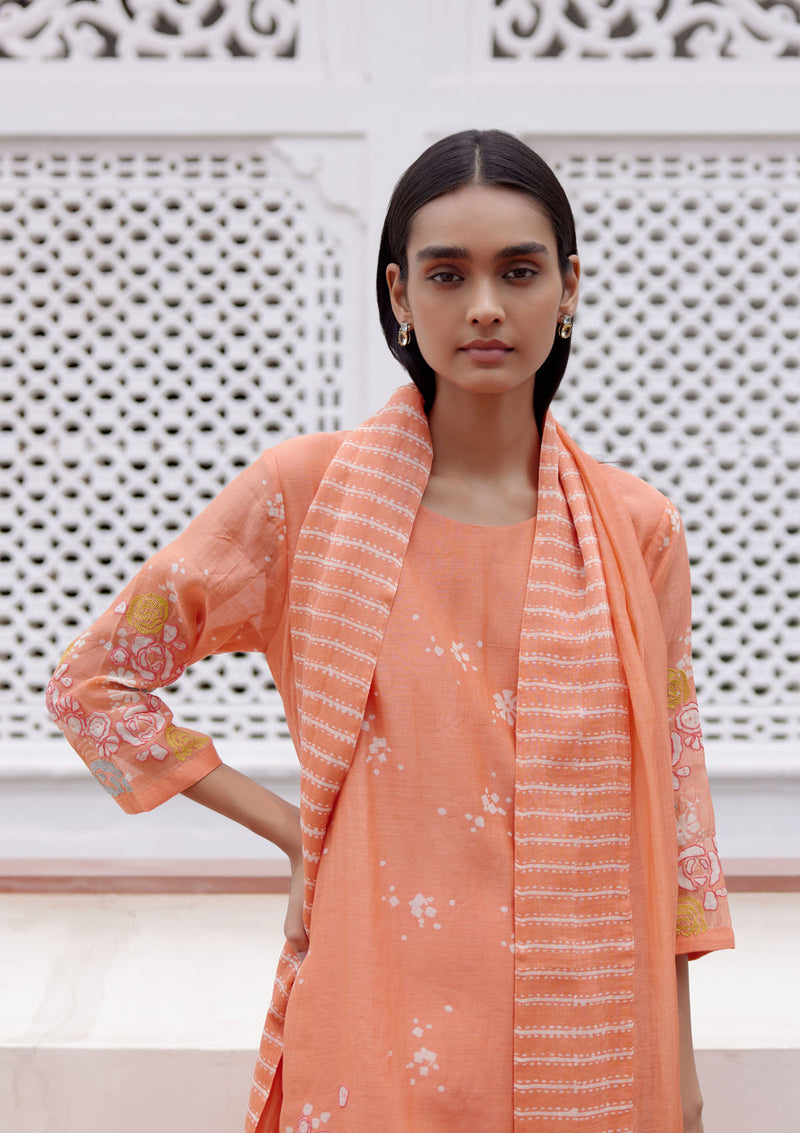 Tangerine Floral Kurta Set