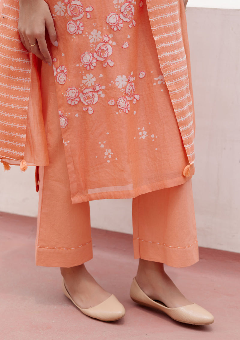 Tangerine Floral Kurta Set