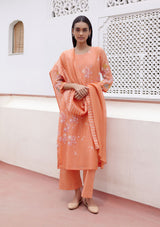 Tangerine Floral Kurta Set