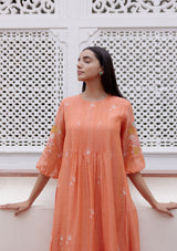 Tangerine Embroidered Dress