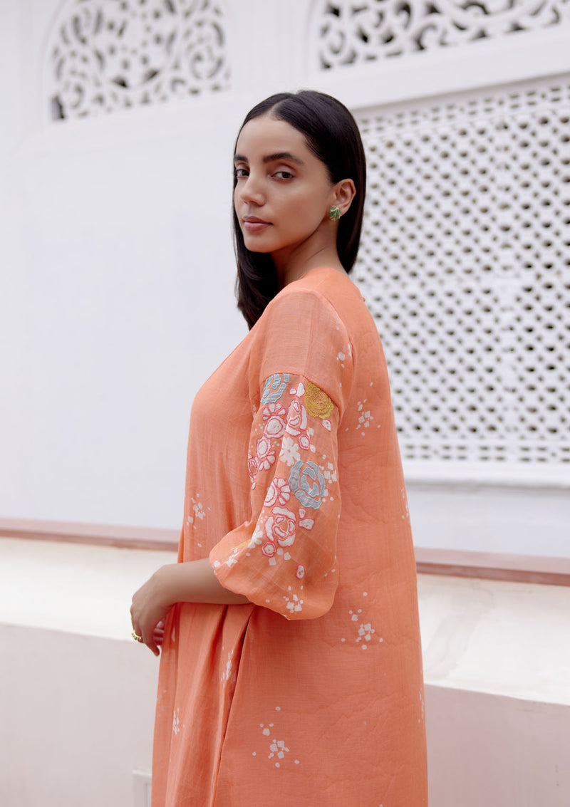 Tangerine Embroidered Dress