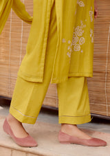 Citrine Floral Applique  Kurta Set