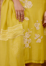 Citrine Floral Applique  Kurta Set