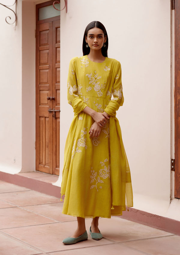 Citrine Floral Anarkali set