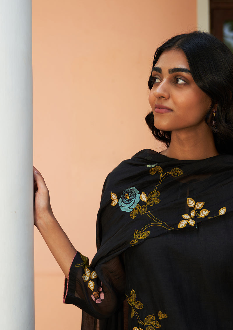 Coal Floral Embroidered Kurta Set