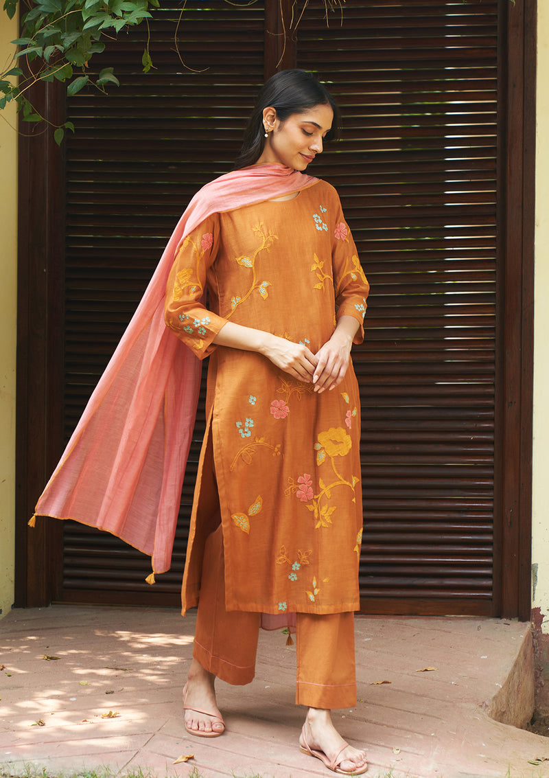 Marigold Applique Kurta Set