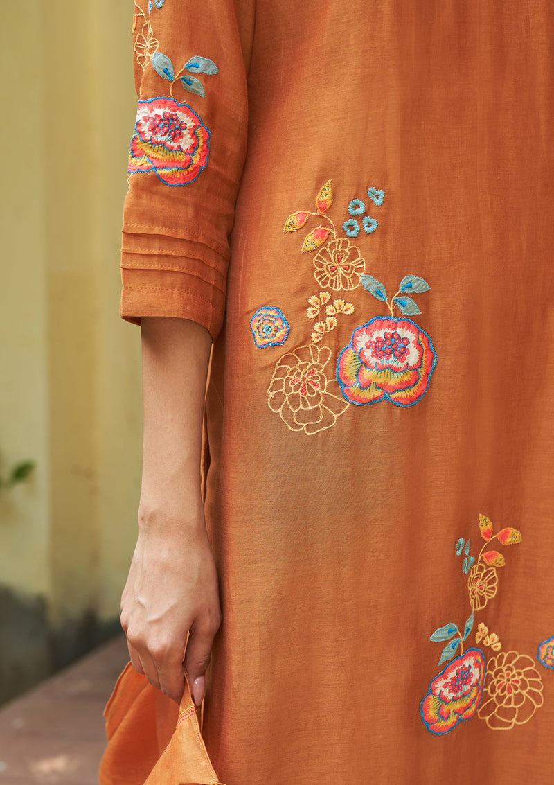 Marigold Floral Embroidery Kurta Set