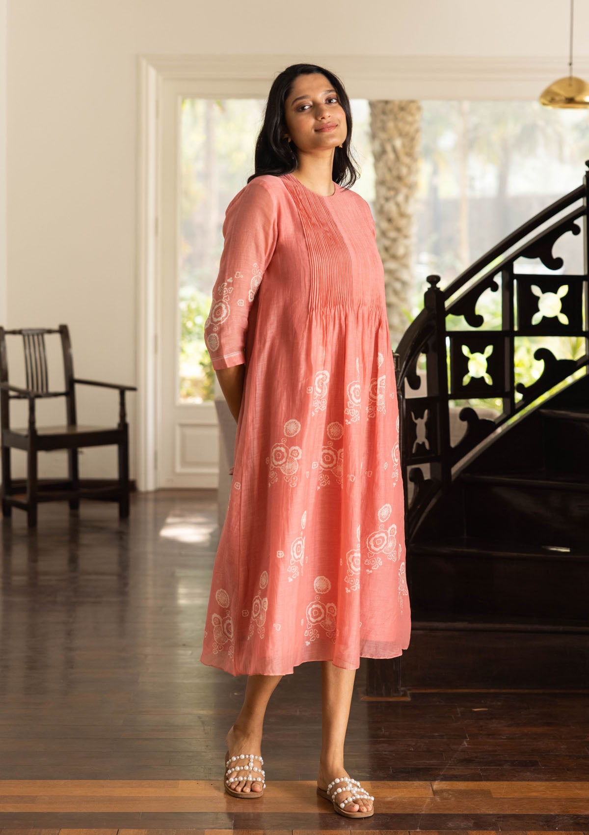 Coral Floral Dress