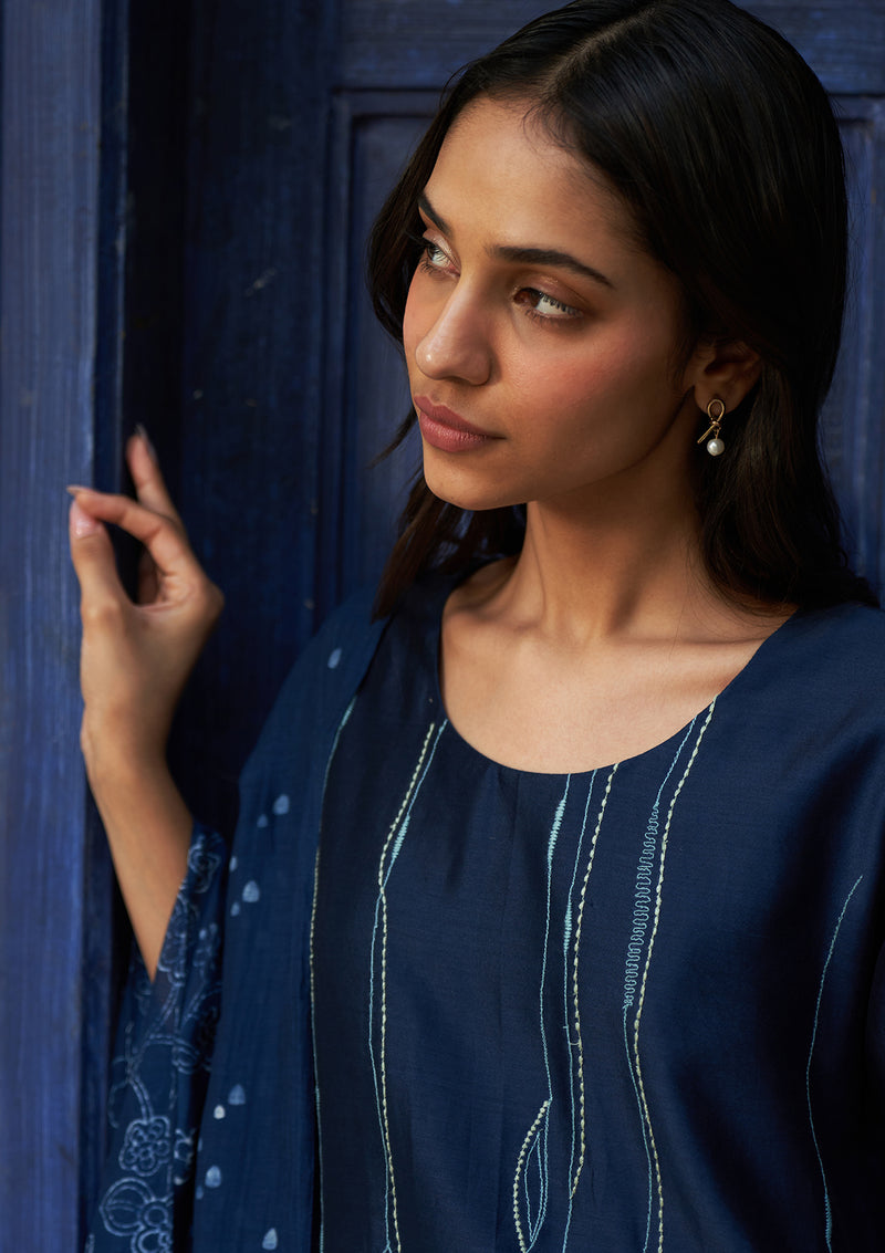 Indigo Threadwork Kurta Set