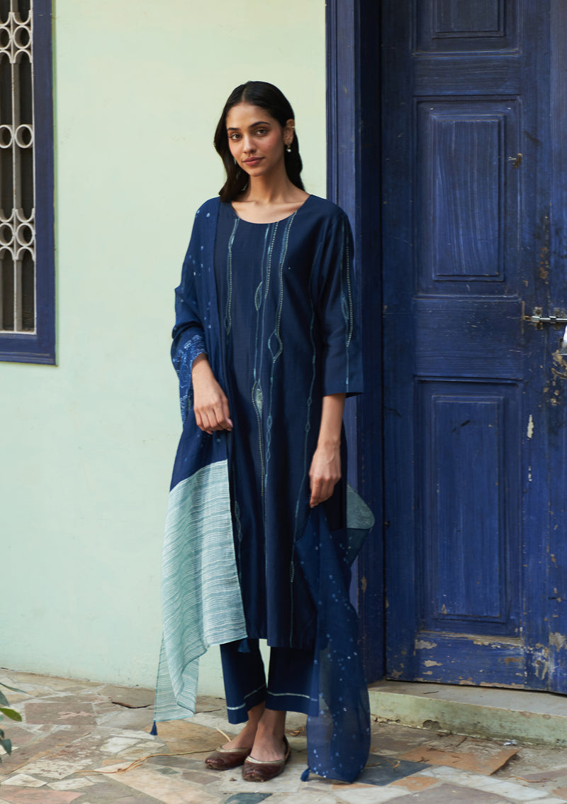 Indigo Threadwork Kurta Set