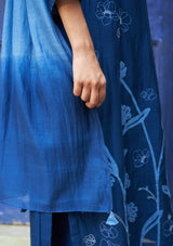 Indigo Floral Embroidered Kurta Set