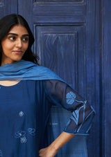 Indigo Floral Embroidered Kurta Set