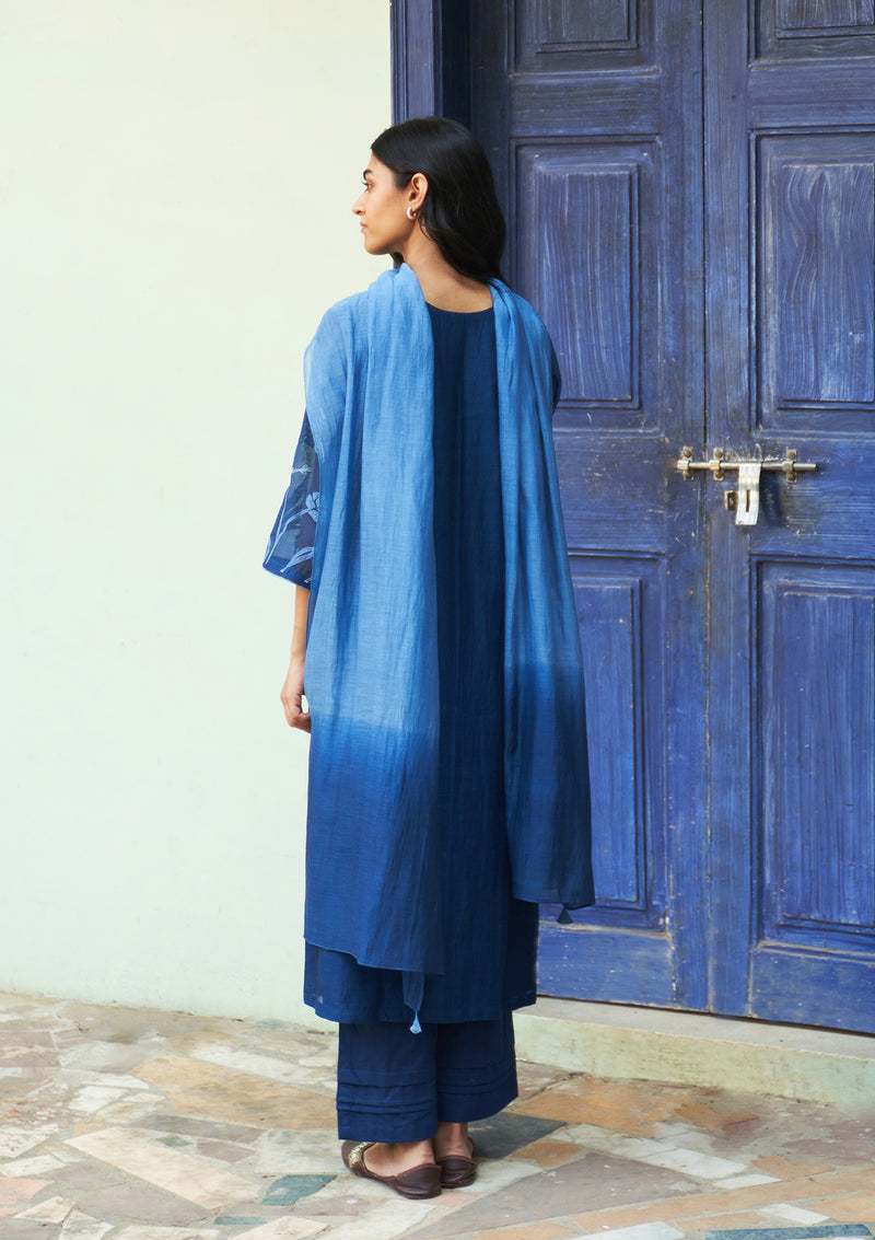 Indigo Floral Embroidered Kurta Set