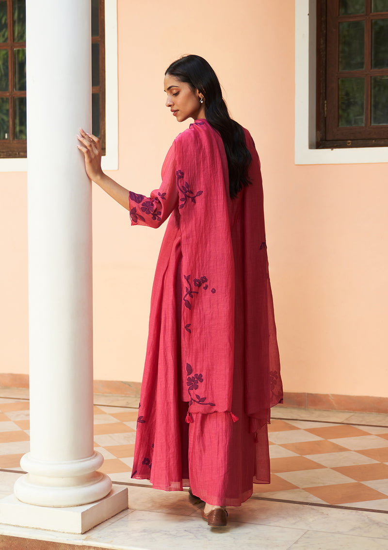 Rouge floral Anarkali Set