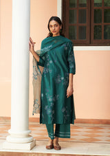 Emerald Floral Embroidered Kurta Set