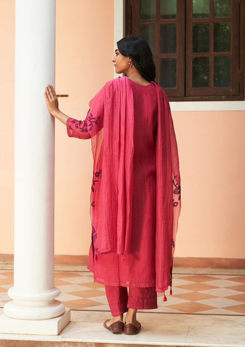 Rouge Floral Applique Kurta Set