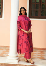 Rouge Floral Applique Kurta Set