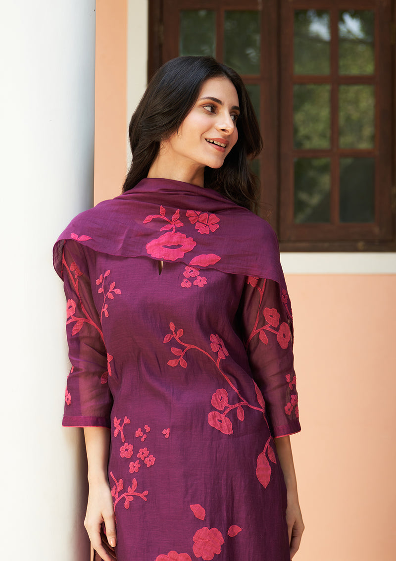 Amethyst Floral Applique Kurta Set