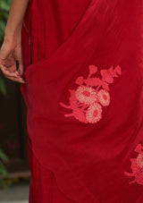 Crimson  Floral Kurta Set