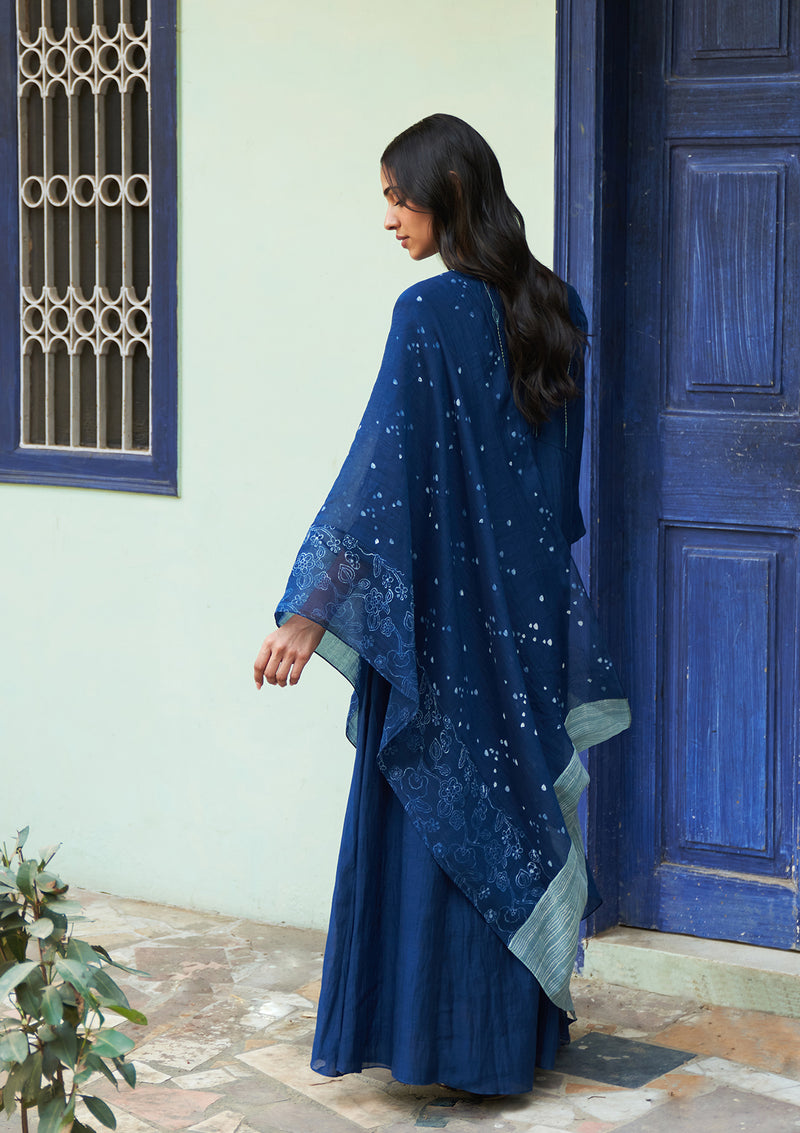 Indigo Anarkali Set