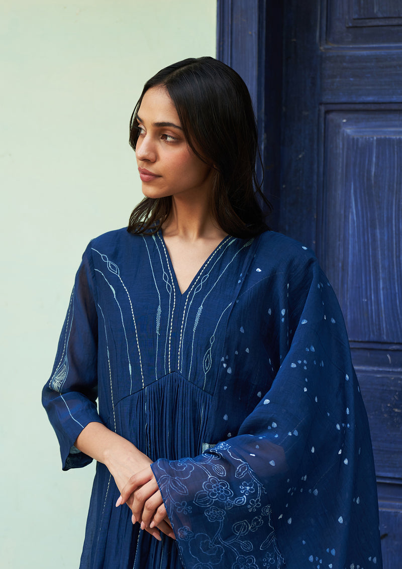 Indigo Anarkali Set