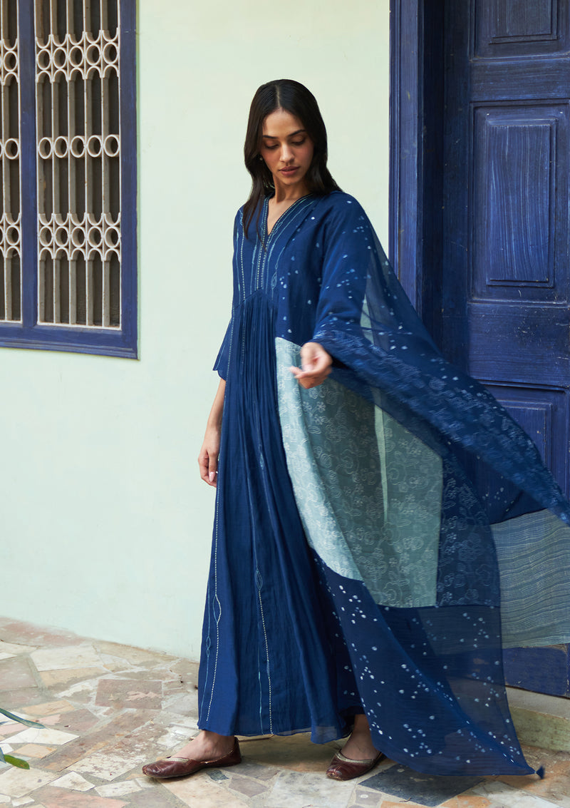 Indigo Anarkali Set