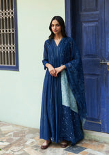 Indigo Anarkali Set