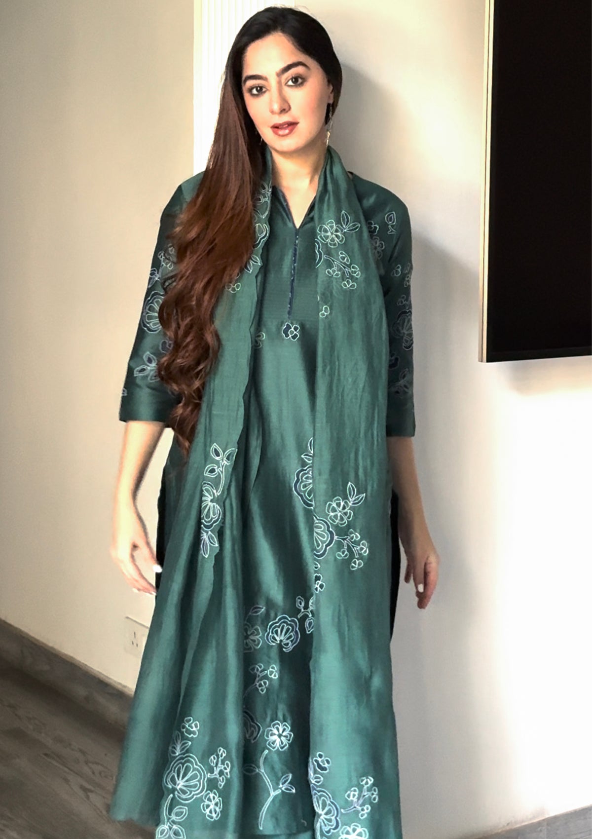 Emerald Floral Embroidered Kurta Set