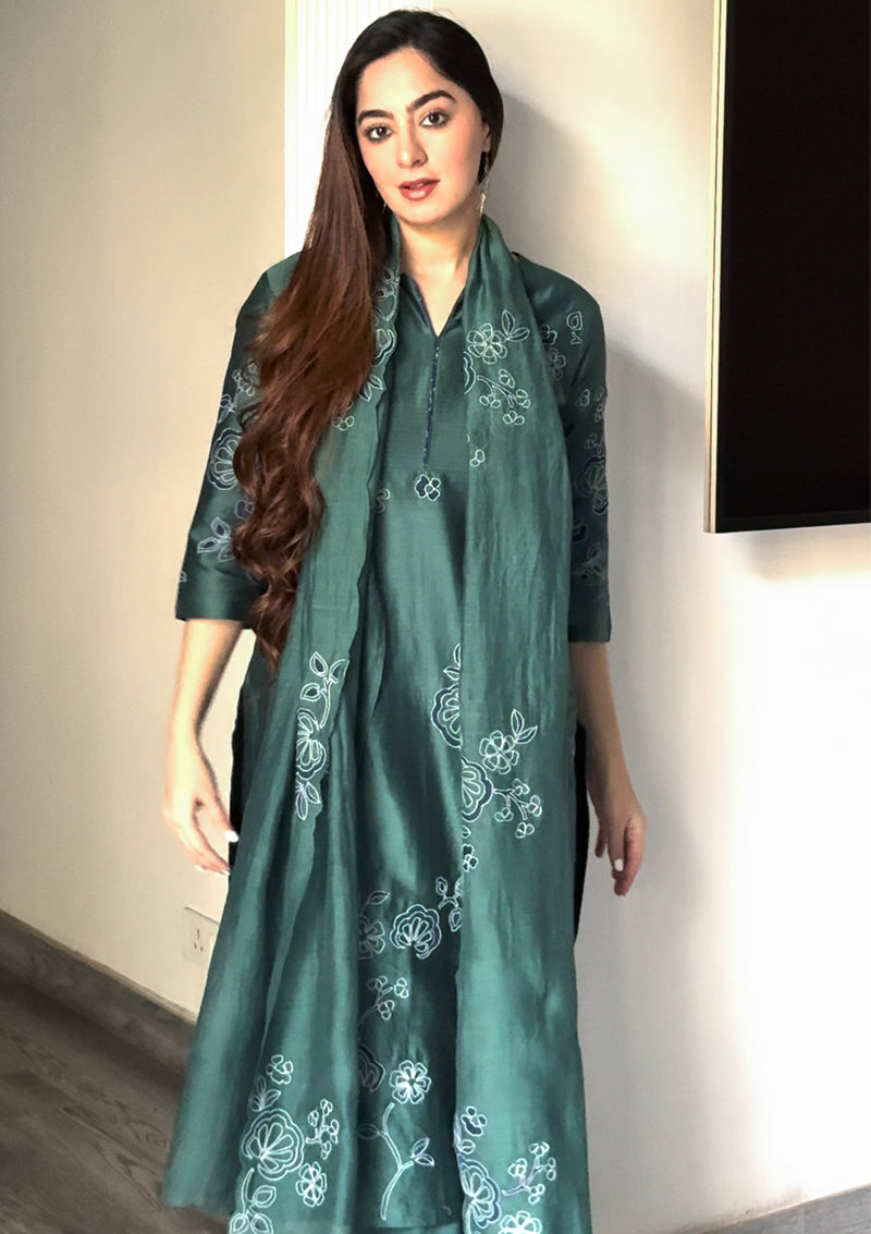 Floral Embroidered Kurta With Churidar