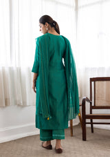 EMERALD FLORAL EMBROIDERED KURTA SET