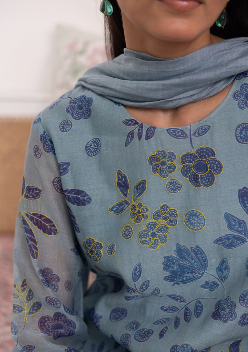 AZURE PRINTED KURTA SET