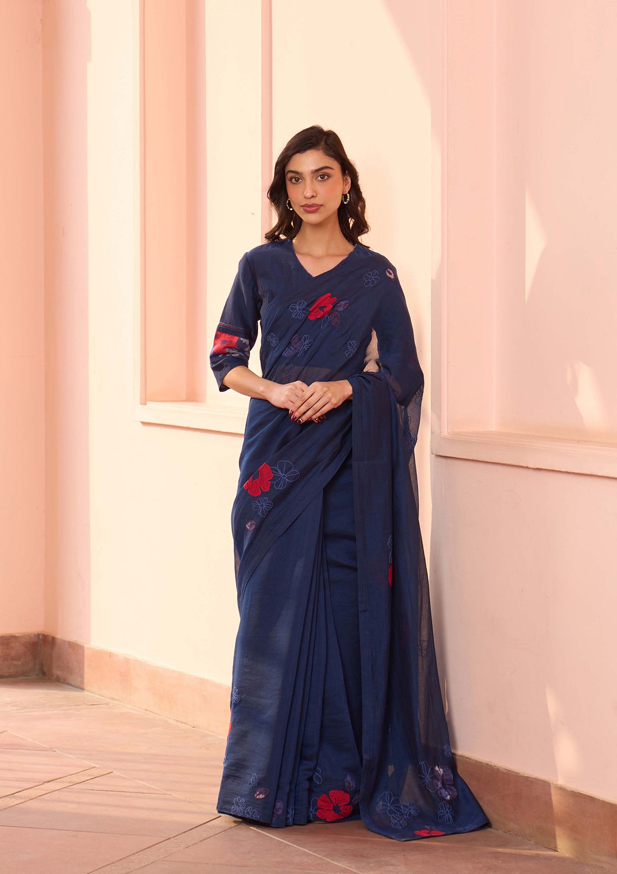 Sapphire Floral Applique Saree