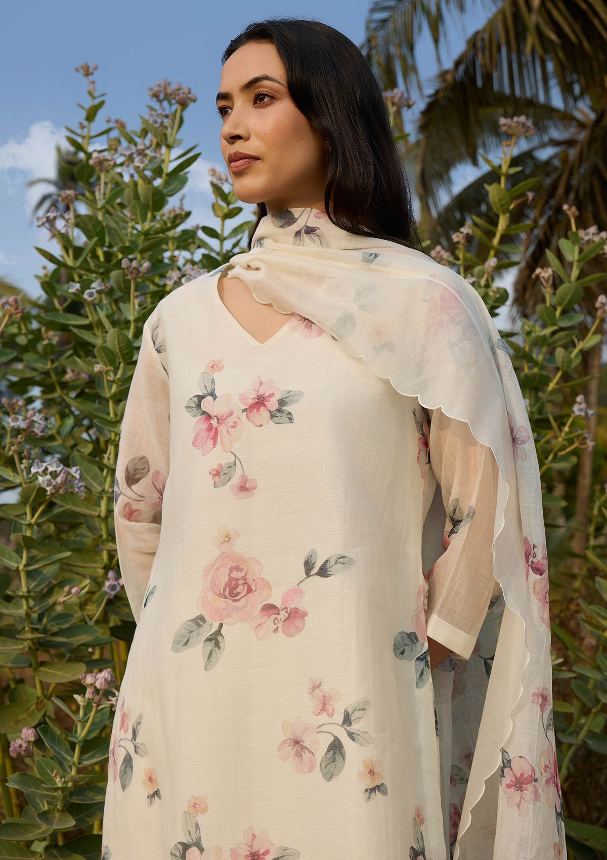 Ivory Floral Kurta Set