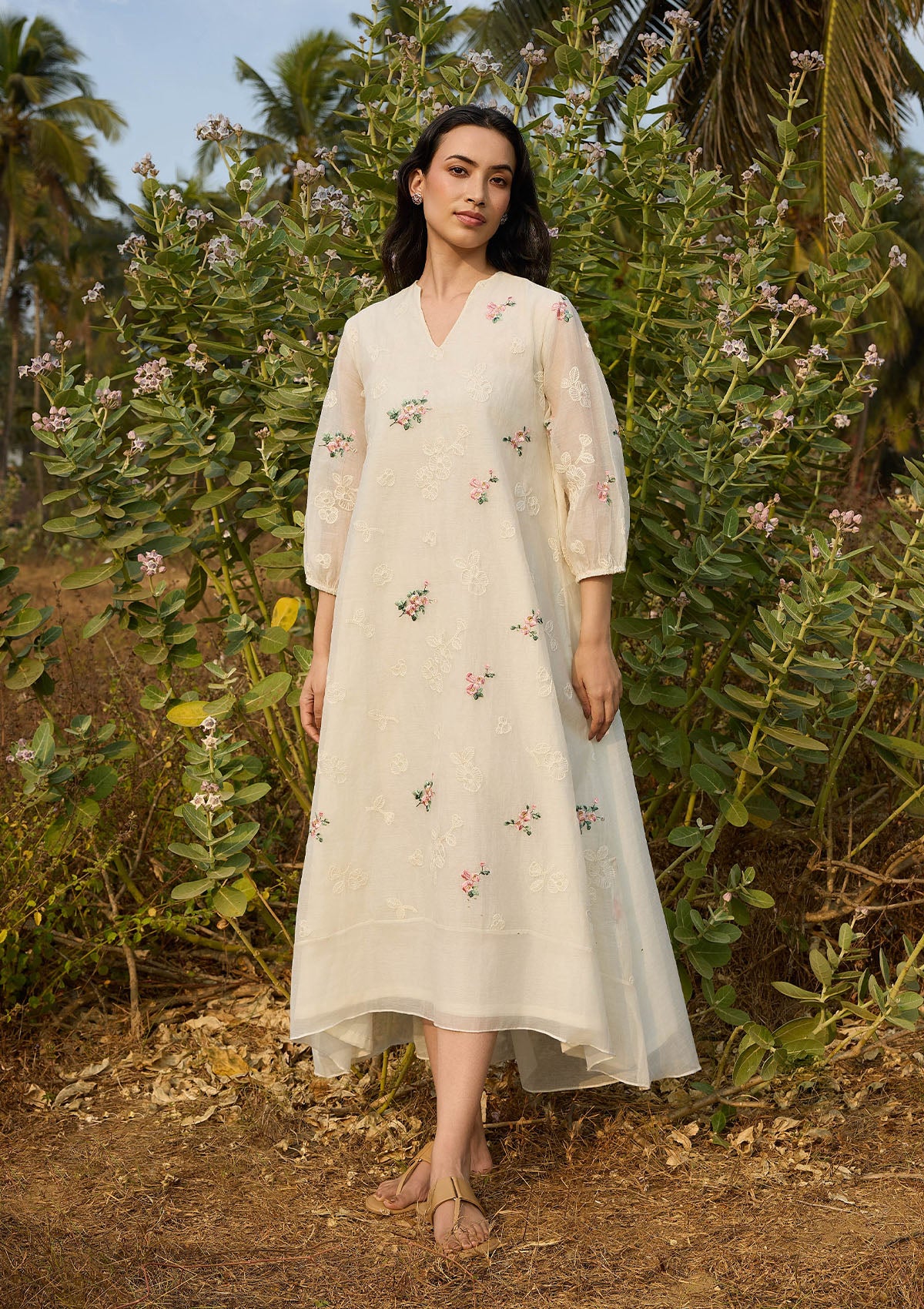 Ivory Thread Embroidered Dress