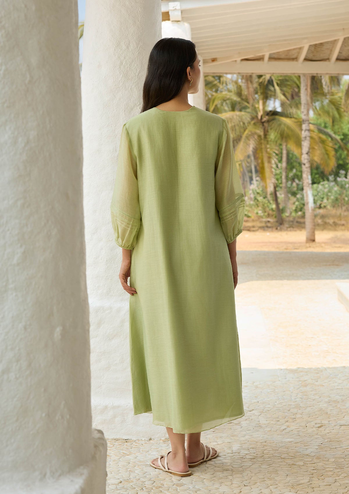 Lime Pintuck Applique Dress