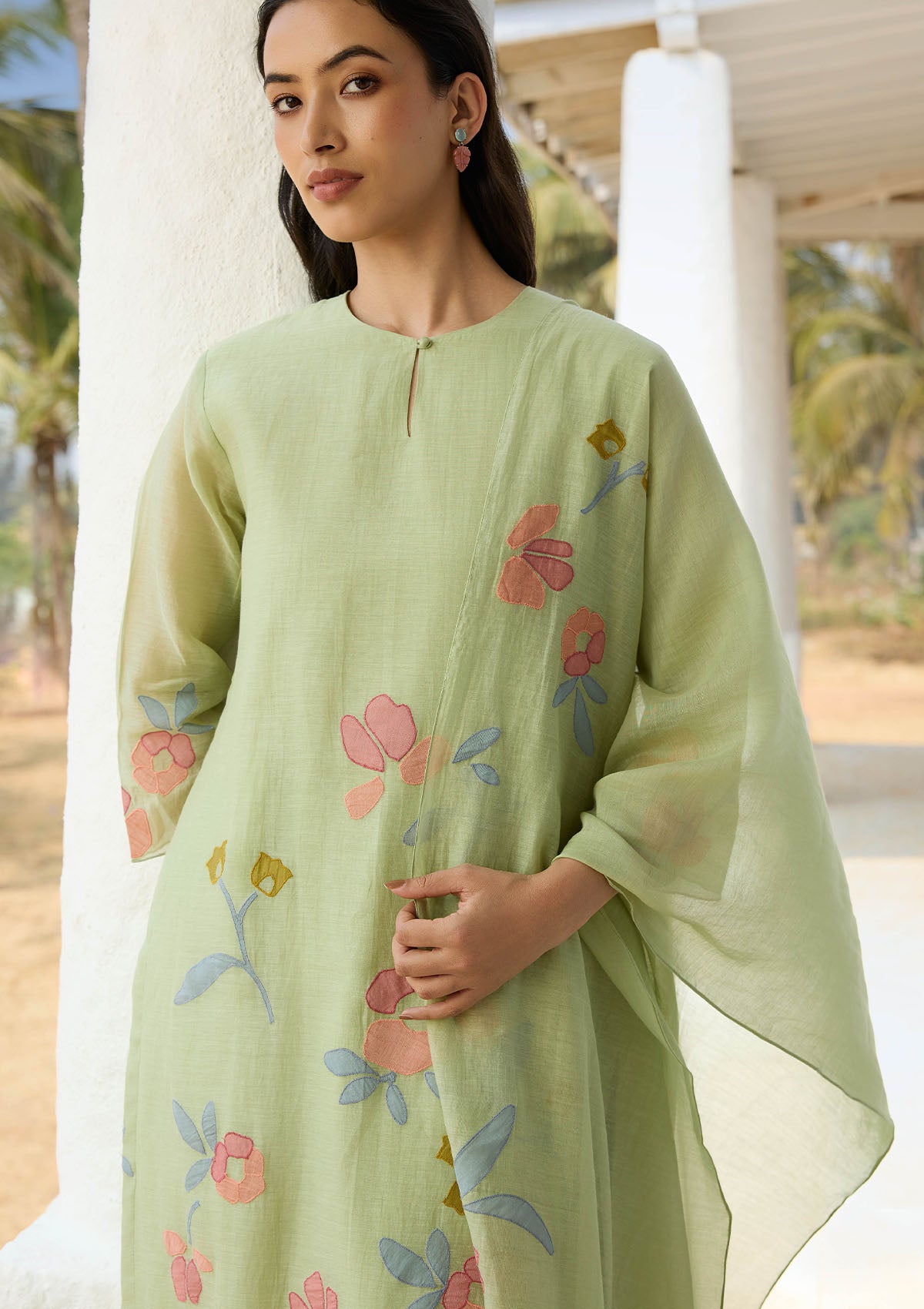 Lime Applique Kurta Set