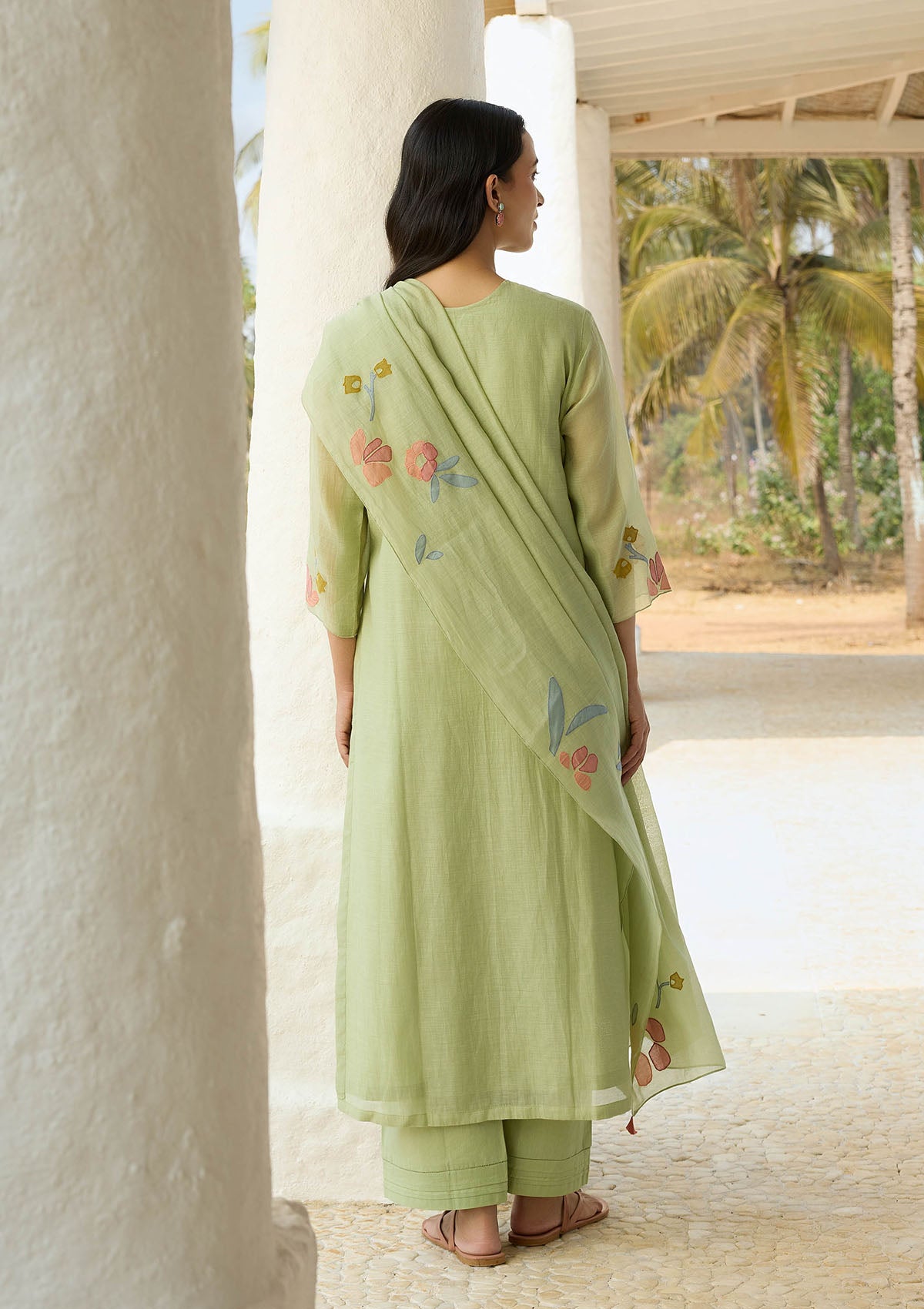 Lime Applique Kurta Set