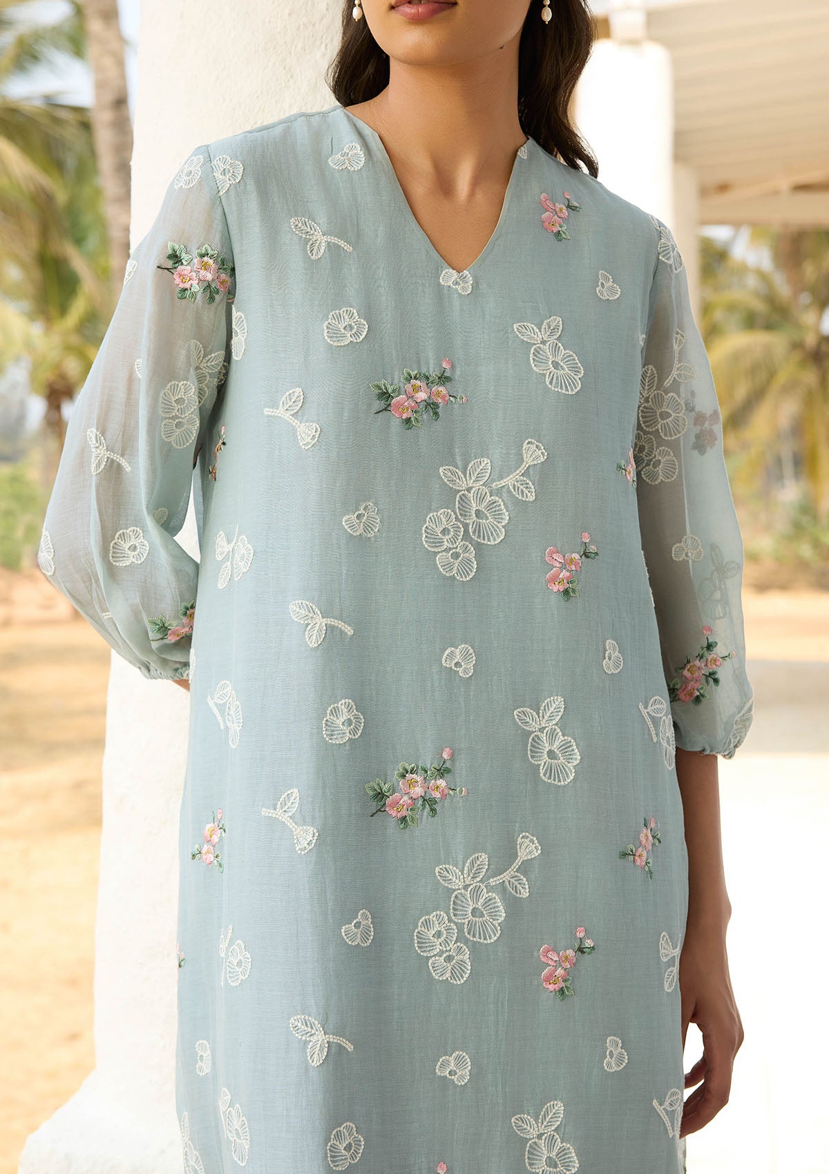 Sky Thread Embroidered Dress